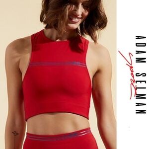 Adam Selman Sport Racer Crop Top in Lipstick Red